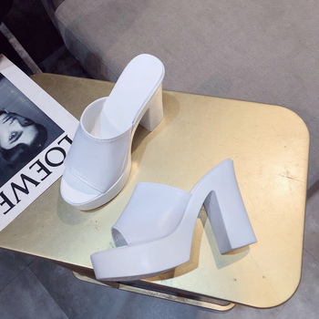 Сандали с еднообразна форма, корейски стил, vamp от изкуствен PU, подметка от полиуретан, клин с висок ток