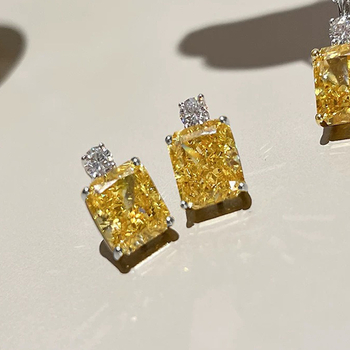 Longlongjin 925 ασημένια γεωμετρικά σκουλαρίκια με τεχνητό διαμάντι, 9 g