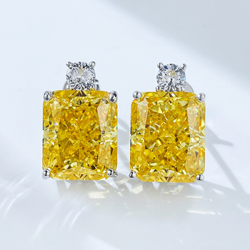 Longlongjin 925 ασημένια γεωμετρικά σκουλαρίκια με τεχνητό διαμάντι, 9 g