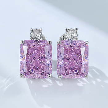 Longlongjin 925 ασημένια γεωμετρικά σκουλαρίκια με τεχνητό διαμάντι, 9 g