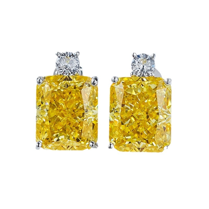 Longlongjin 925 ασημένια γεωμετρικά σκουλαρίκια με τεχνητό διαμάντι, 9 g