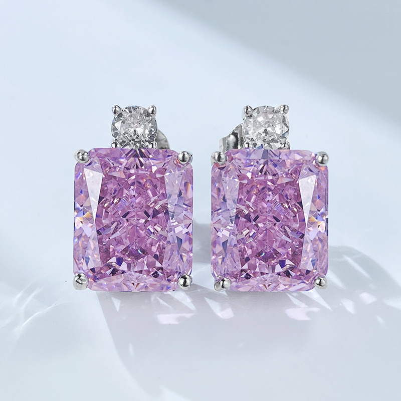 Longlongjin 925 ασημένια γεωμετρικά σκουλαρίκια με τεχνητό διαμάντι, 9 g