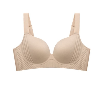 Sutien în stil corset, cupe complete, cupe subțiri din nylon, bretele fixe duble, închidere spate cu patru rânduri de cărlige.