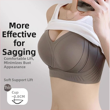 Sutien fără cusături cu susținere moale și ridicare, material nylon, căptușeală spandex, cupă medie modelată cu cupă latex, bretele fixe duble, închidere spate cu patru rânduri de carlige
