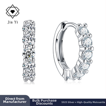 Moissanitové náušnice zo striebra S925 | luxusný štýl, kruhové náušnice v štýle Ins, okrúhly briliantový výrez, geometrický tvar