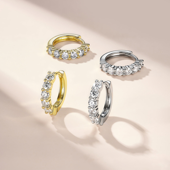 Обeци Moissanite от S925 | луксозен стил, халки вдъхновени от Инст стил, кръгла брилянтна кройка, геометрична форма