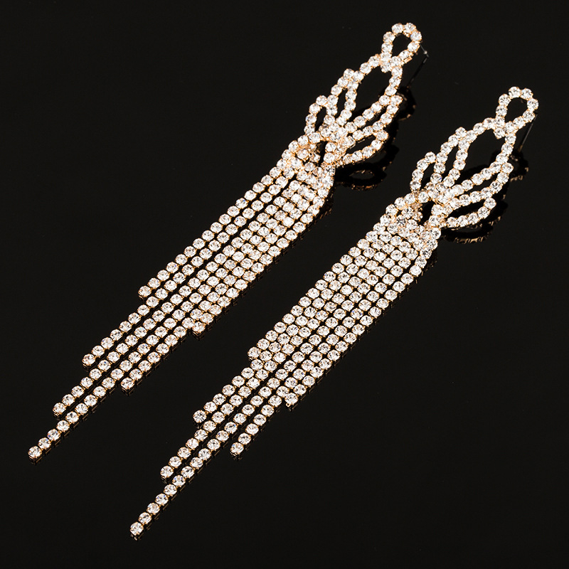 Naušnice Rhinestone, geometrijski dizajn, elektroplatiranje, model E412