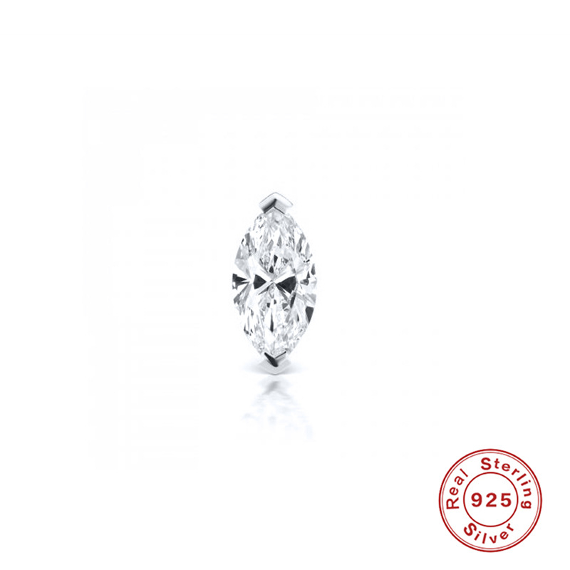 Naušnice od S925 srebra, Geometrijski dizajn, Solitaire konjsko oko, vijčasti piercing