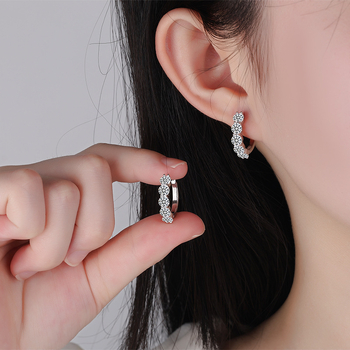 моисанит шестопръстени обици, кръгла форма, сребро 925, електроплатени