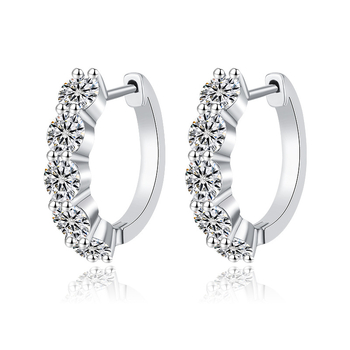 моисанит шестопръстени обици, кръгла форма, сребро 925, електроплатени