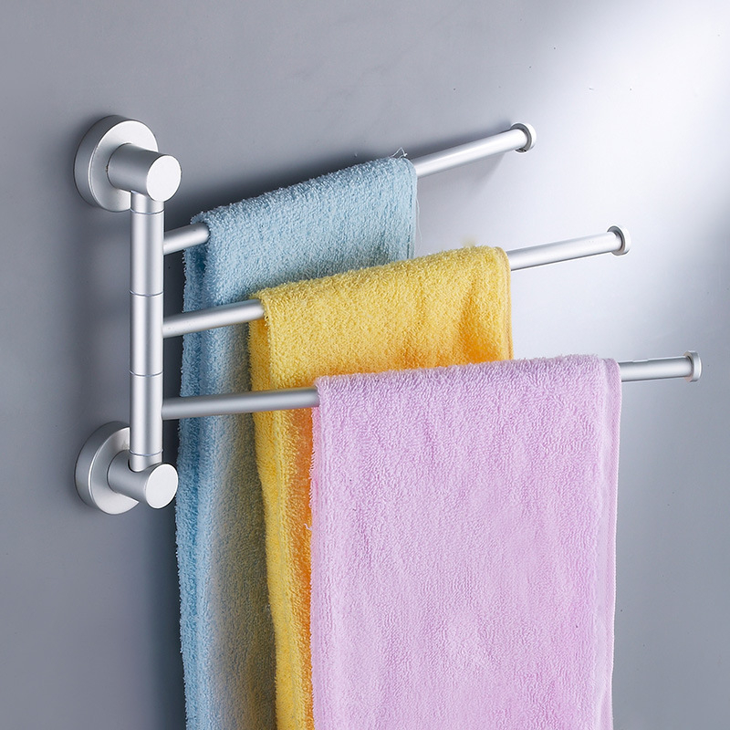 Okretni držač ručnika za kupaonicu od aluminijske legure, s 2/3/4 stupova, pomični držač, mat anodizirani završetak, nosivost 10 kg, moderni minimalizam