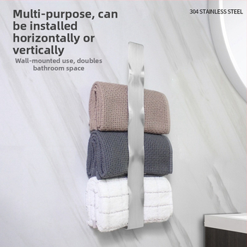 Nerđajući čelični stalak za ručnike za kupaonicu – set, brušena površina, nosivost 5 kg, 1 razina, moderni minimalistički stil