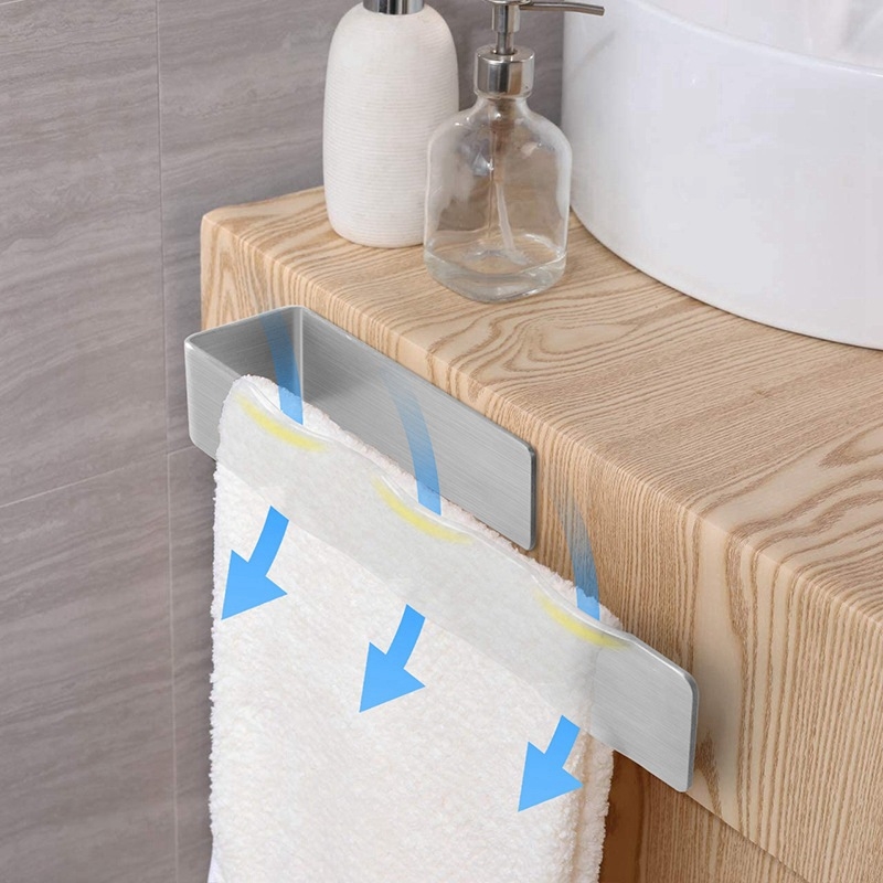Nerđajući čelični stalak za ručnike za kupaonicu – set, brušena površina, nosivost 5 kg, 1 razina, moderni minimalistički stil