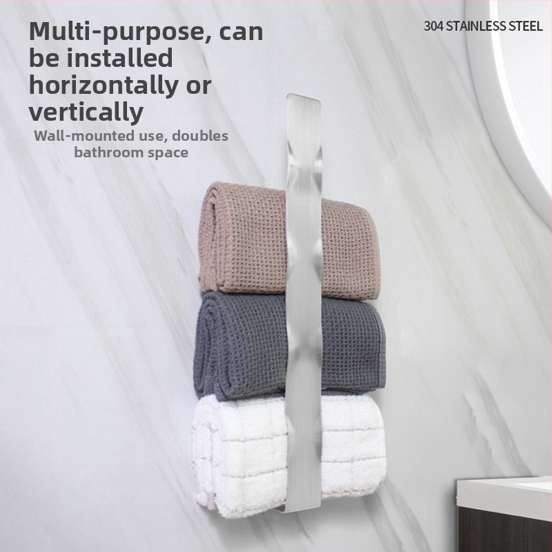 Nerđajući čelični stalak za ručnike za kupaonicu – set, brušena površina, nosivost 5 kg, 1 razina, moderni minimalistički stil