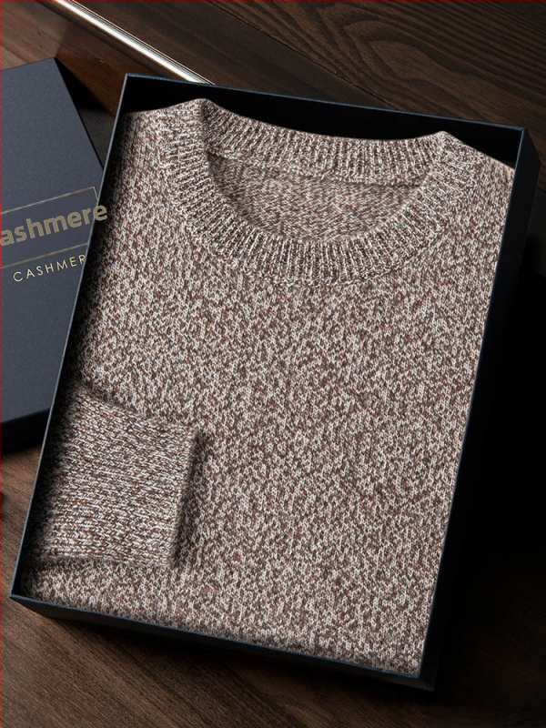 Пуловер от кашмир с кръгло деколте и плоска плетка, мъжки свободен силует, 95%+ кашмир, дълги ръкави