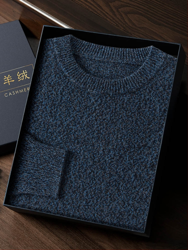 Пуловер от кашмир с кръгло деколте и плоска плетка, мъжки свободен силует, 95%+ кашмир, дълги ръкави