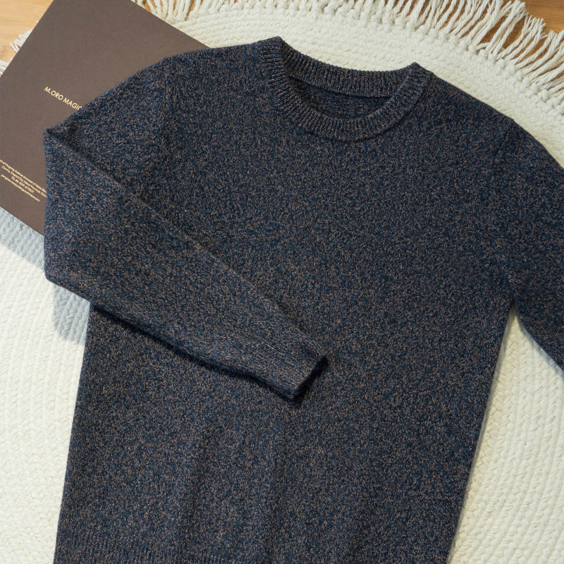 Пуловер от кашмир с кръгло деколте и плоска плетка, мъжки свободен силует, 95%+ кашмир, дълги ръкави