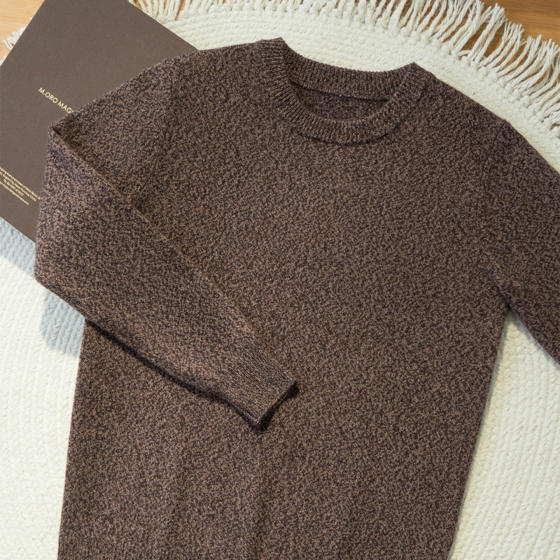 Пуловер от кашмир с кръгло деколте и плоска плетка, мъжки свободен силует, 95%+ кашмир, дълги ръкави