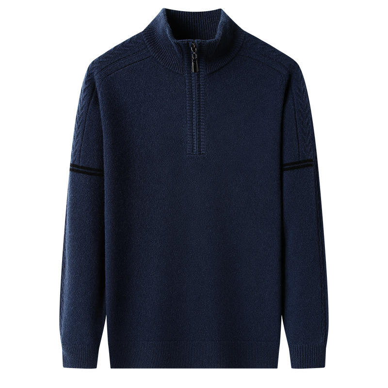 100% vuna, jacquard pleteni, poluzip, labav kroj, dugi rukavi, debela tkanina