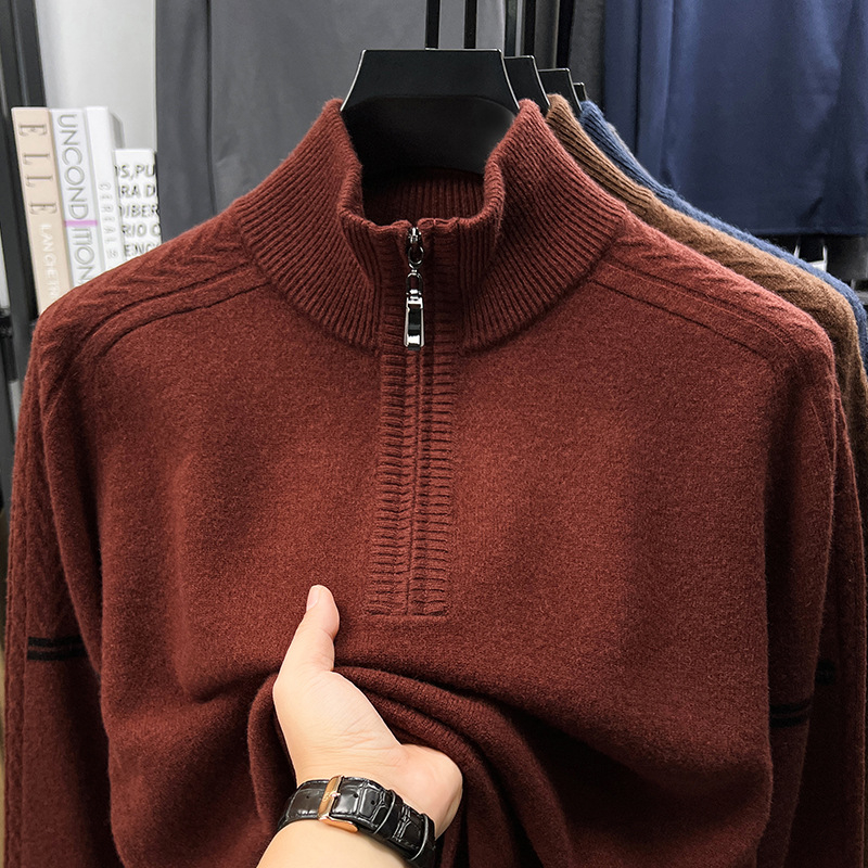 100% vuna, jacquard pleteni, poluzip, labav kroj, dugi rukavi, debela tkanina