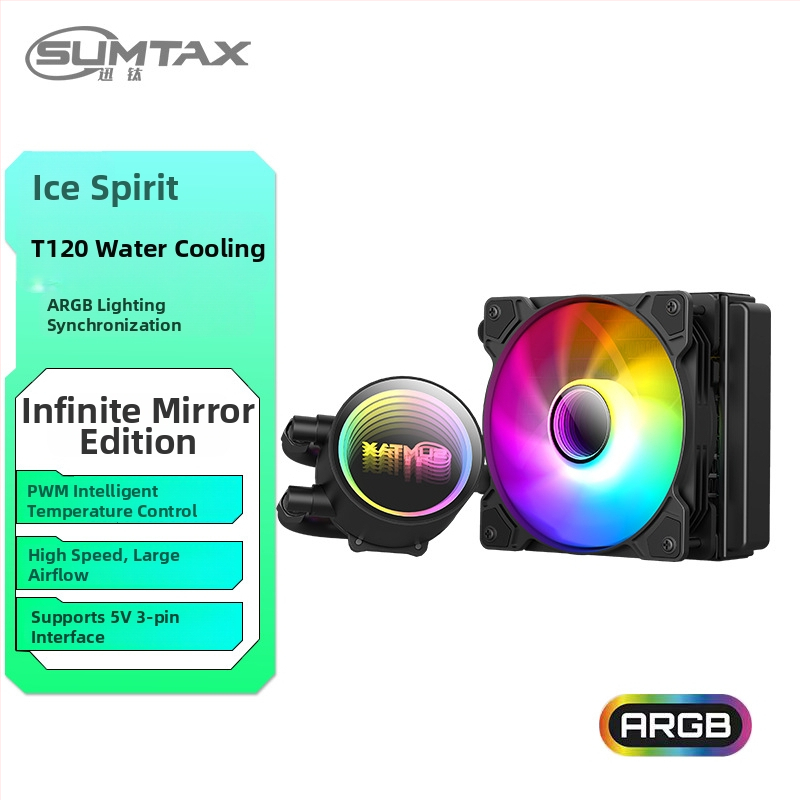 CPU υδρόψυξη ραδιοδιαχυτής με ABS περίβλημα, υδραυλικός ρουλεμάν, 800-1600 rpm, θόρυβος 22 dB, ευφυής έλεγχος θερμοκρασίας