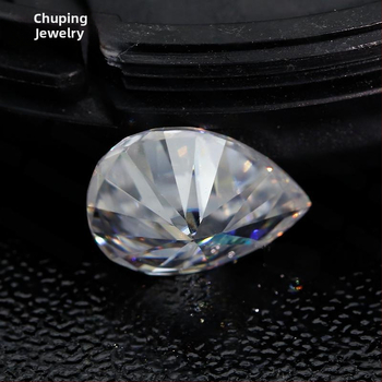 Moissanit în formă de pară, piatră liberă, piatră sintetică din silicium-karbid, tăiată, puritate VVS