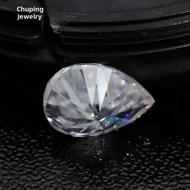 Moissanit în formă de pară, piatră liberă, piatră sintetică din silicium-karbid, tăiată, puritate VVS