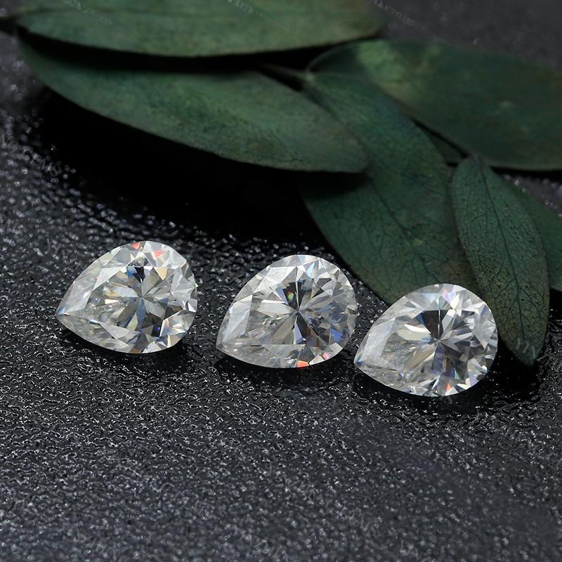 Moissanit în formă de pară, piatră liberă, piatră sintetică din silicium-karbid, tăiată, puritate VVS