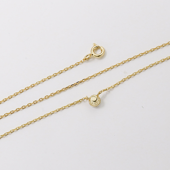 Dunli Jewelry Minimalistički lančić s jednim moissanitnim dijamantom, nevidljiva ugradnja, srebro 925, križni lanac