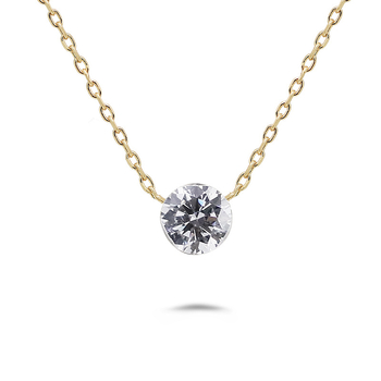 Dunli Jewelry Minimalistički lančić s jednim moissanitnim dijamantom, nevidljiva ugradnja, srebro 925, križni lanac
