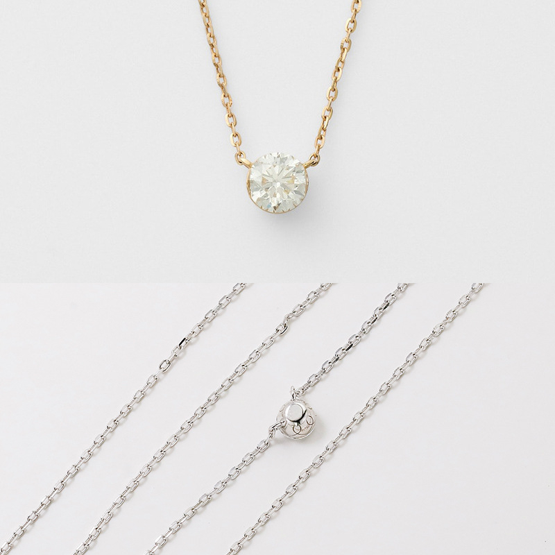 Dunli Jewelry Minimalistički lančić s jednim moissanitnim dijamantom, nevidljiva ugradnja, srebro 925, križni lanac