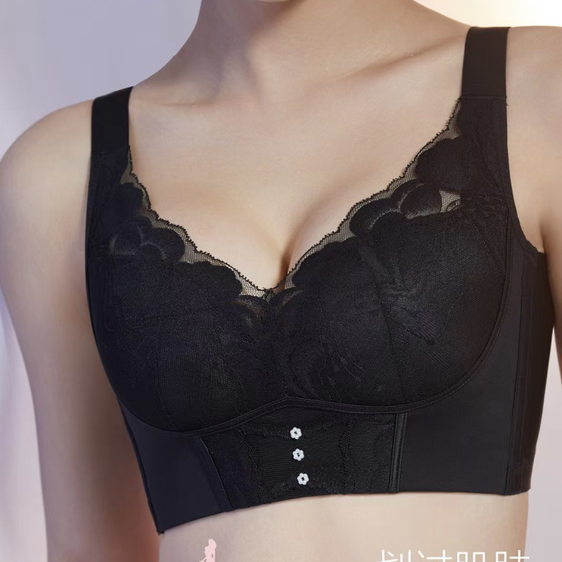 Čipkasti push-up grudnjak za male grudi, podesivi, protiv opuštanja, bez magneta, bežični, duboki V, seksi čipka.