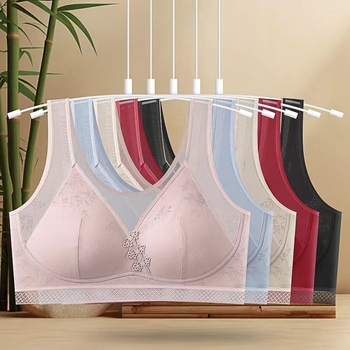 Sutien din bumbac, stil vestă, cupă completă, cupe subțiri modelate, bretele fixe duble — confortabil