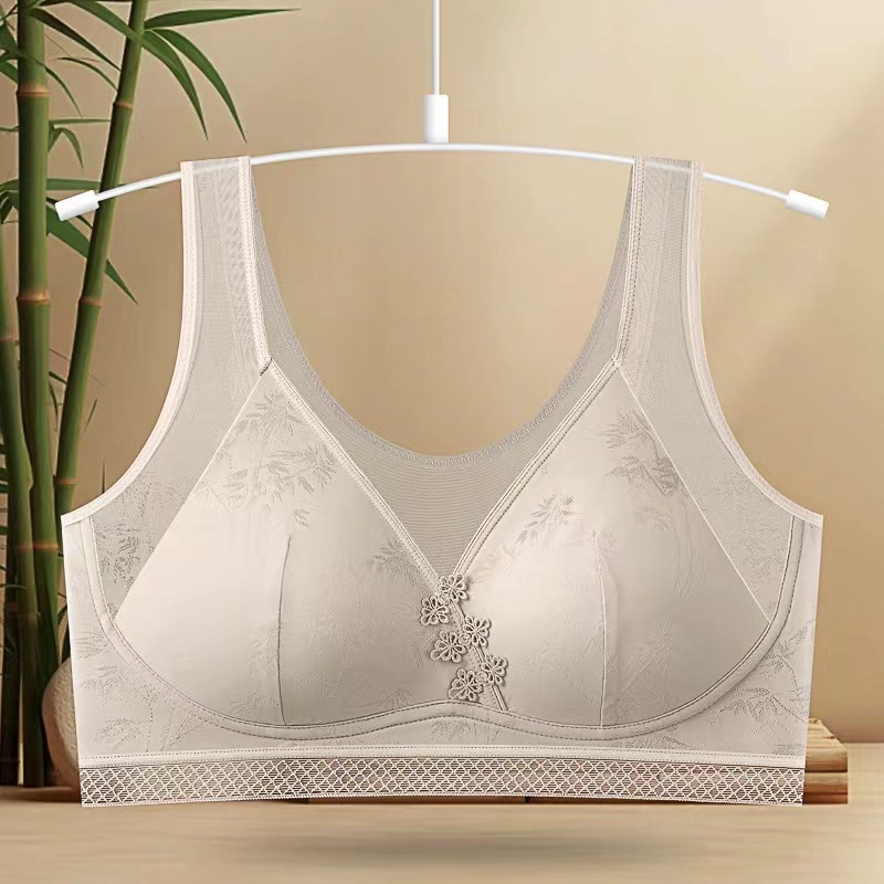 Sutien din bumbac, stil vestă, cupă completă, cupe subțiri modelate, bretele fixe duble — confortabil