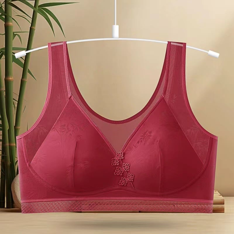 Sutien din bumbac, stil vestă, cupă completă, cupe subțiri modelate, bretele fixe duble — confortabil