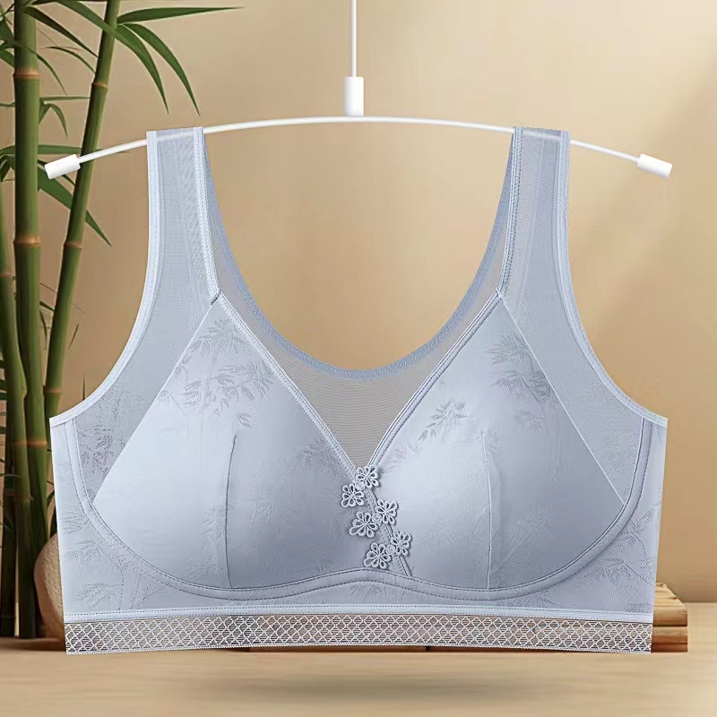 Sutien din bumbac, stil vestă, cupă completă, cupe subțiri modelate, bretele fixe duble — confortabil