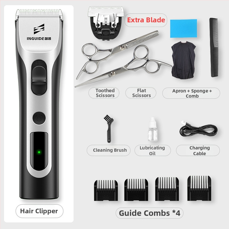 Vezeték nélküli hajvágó — beépített akkumulátor, kerámia vágófej, kefés motor, vízálló, teljesen mosható