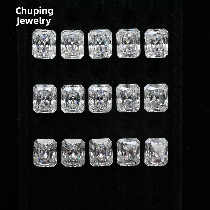 Inel Moissanit, tăietură Radiant, claritate VVS, piatră principală geometrică, bijuterii ușor luxoase