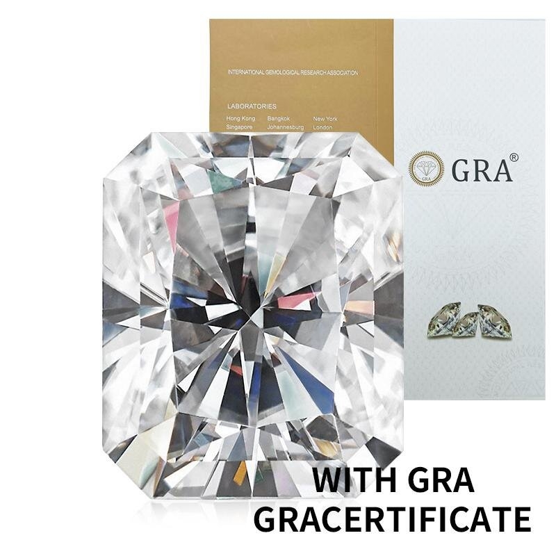 Inel Moissanit, tăietură Radiant, claritate VVS, piatră principală geometrică, bijuterii ușor luxoase