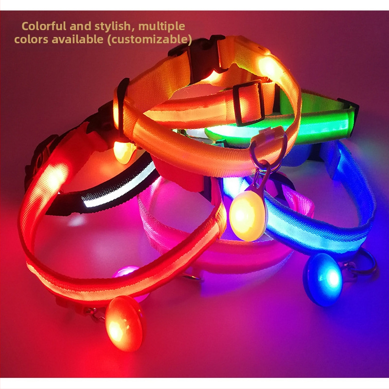 USB nabíjateľný LED obojok pre psov a mačky s ozdobami, dvojstranné osvetlenie
