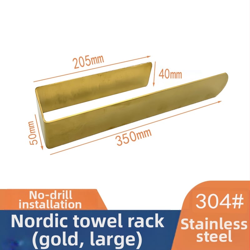 Držač ručnika od 304 nehrđajućeg čelika, zidni bez bušenja, 1 razina, brušeni završetak, moderni minimalistički stil, nosivost 5 kg