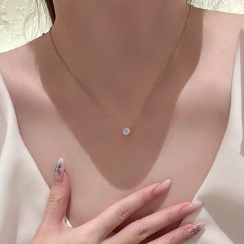 Ženski ogrlicu od srebra S925, Moissanit 1 ct, četiri kandže, lanac ključne kosti