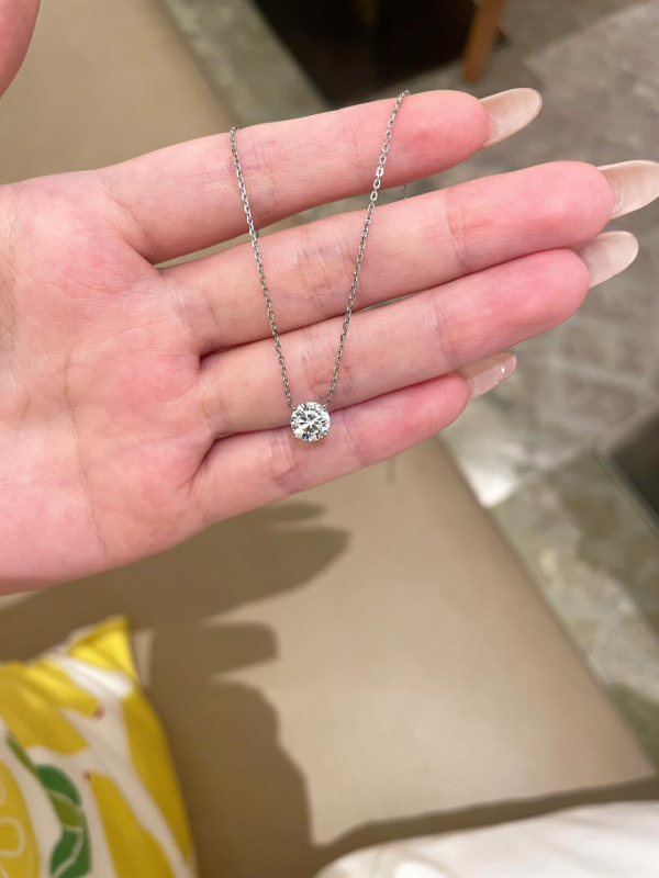 Ženski ogrlicu od srebra S925, Moissanit 1 ct, četiri kandže, lanac ključne kosti