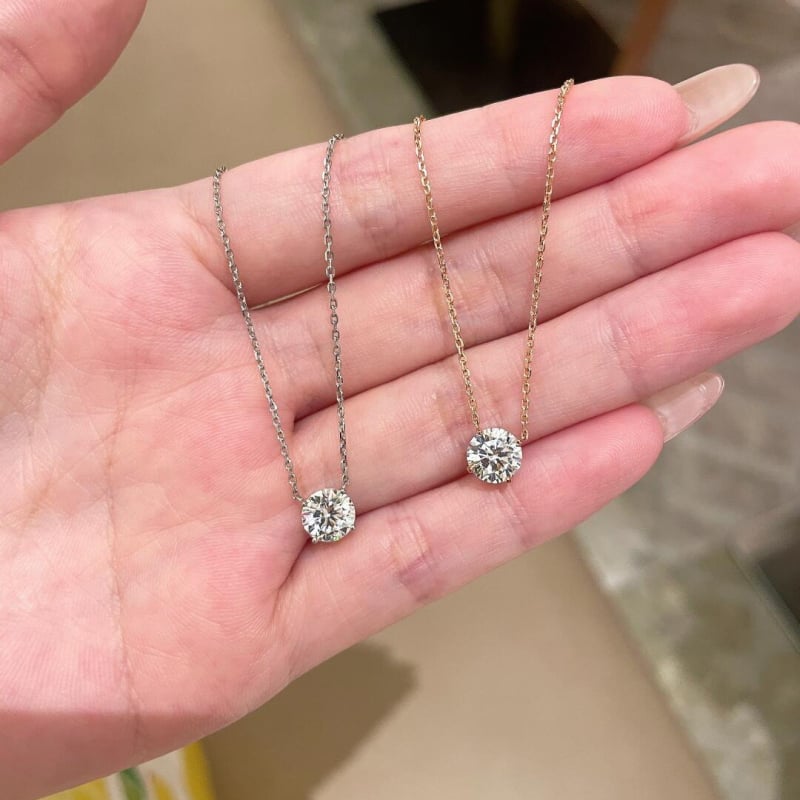 Ženski ogrlicu od srebra S925, Moissanit 1 ct, četiri kandže, lanac ključne kosti