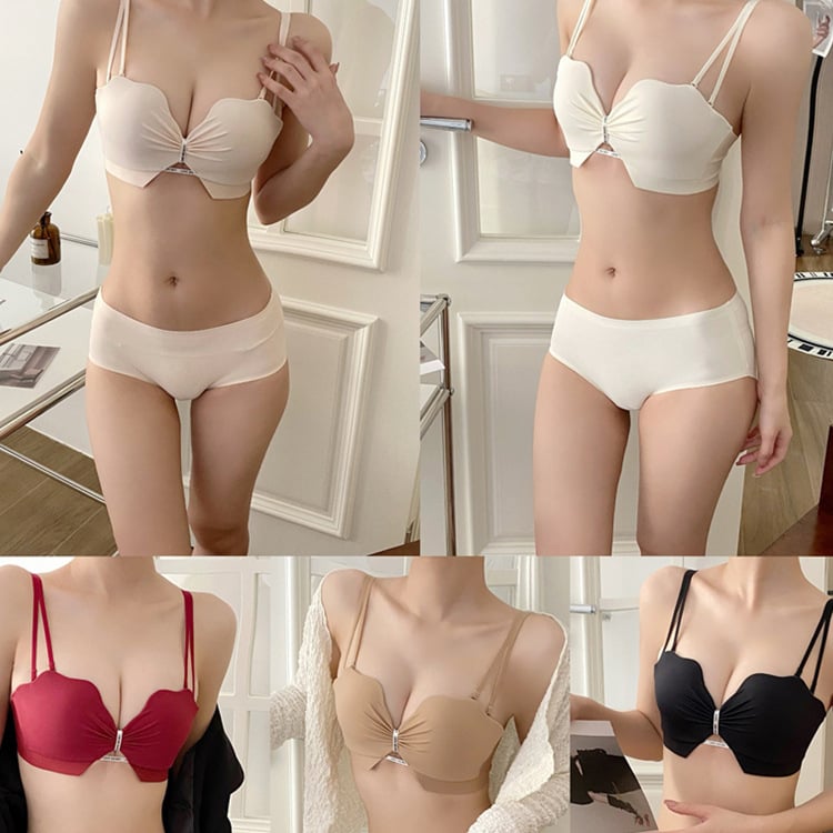 Bezšivni crveni ženski set donjeg rublja, push-up grudnjak za mali bust, svadbeni stil