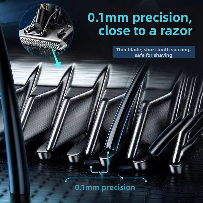 Mini elektrický kadernícky strihač s bezkartovým motorom, čepeľ z titánovej zliatiny, vstavaná batéria 300-500 mAh, prevádzka 0-1 h, hlučnosť pod 36 dB