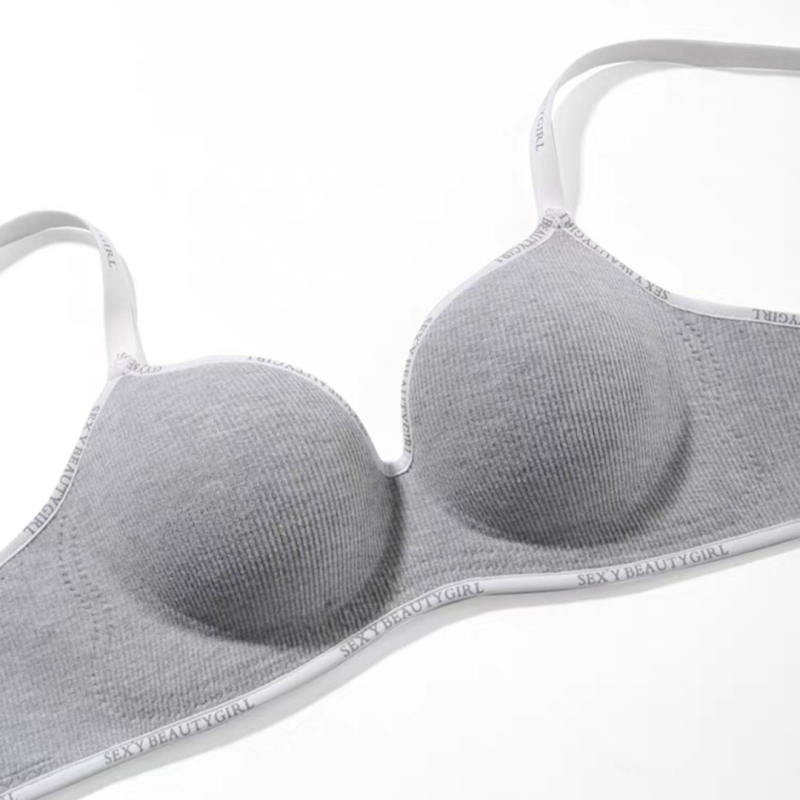 Ženski bežični push-up grudnjak za male grudi, ističe oblik, mek podrška, anti-sag, oblikovanje bočnih dojki, s tiskom slova, debele oblikovane košarice, najlon