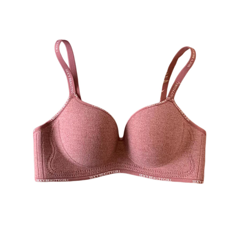 Ženski bežični push-up grudnjak za male grudi, ističe oblik, mek podrška, anti-sag, oblikovanje bočnih dojki, s tiskom slova, debele oblikovane košarice, najlon