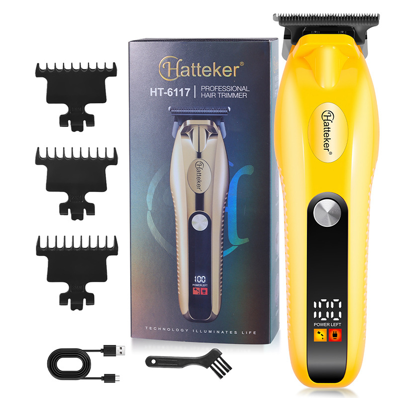 Hatteker akkumulátoros hajvágó rozsdamentes acél pengékkel, beépített 1200-2000mAh akkumulátor, 3-6 órás üzemidő, mosható penge