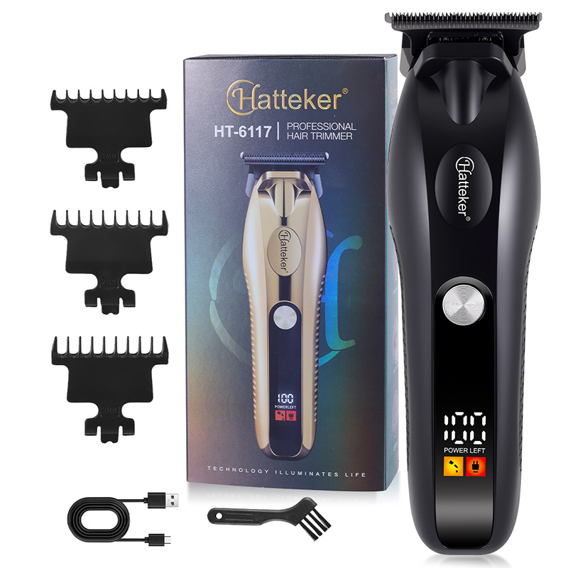 Hatteker akkumulátoros hajvágó rozsdamentes acél pengékkel, beépített 1200-2000mAh akkumulátor, 3-6 órás üzemidő, mosható penge